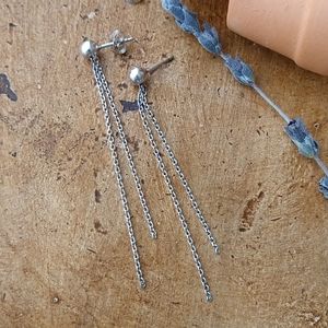 White Rhodium Over Sterling Ball and Chain earrings